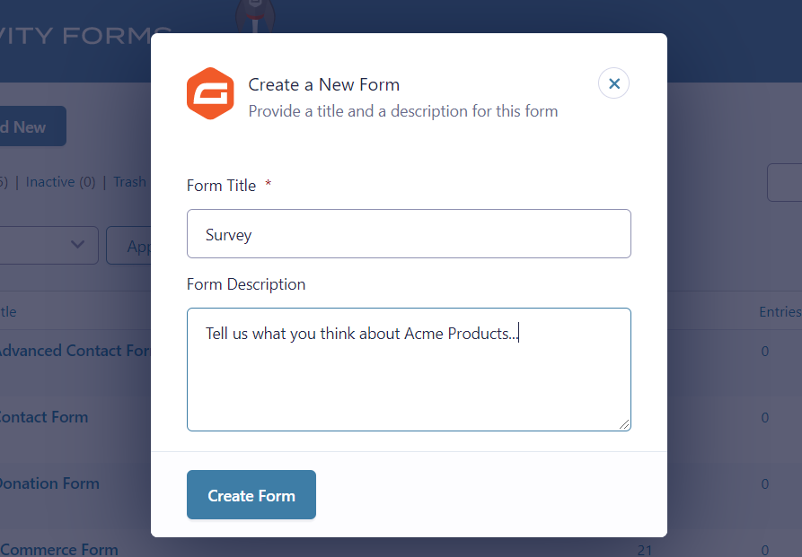 Create a New Form