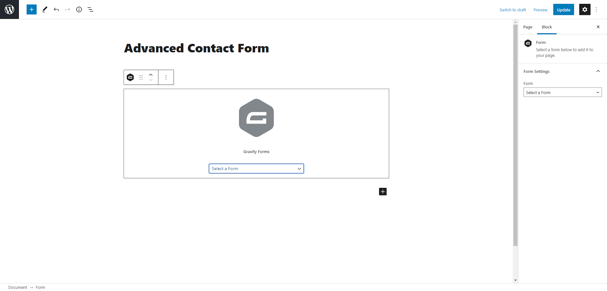 Embedding form to a page