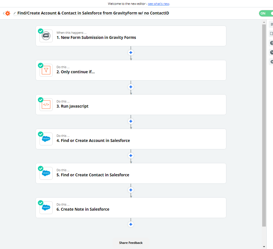 Find Create Account Contact in Salesforce from GravityForm w no ContactID Zapier