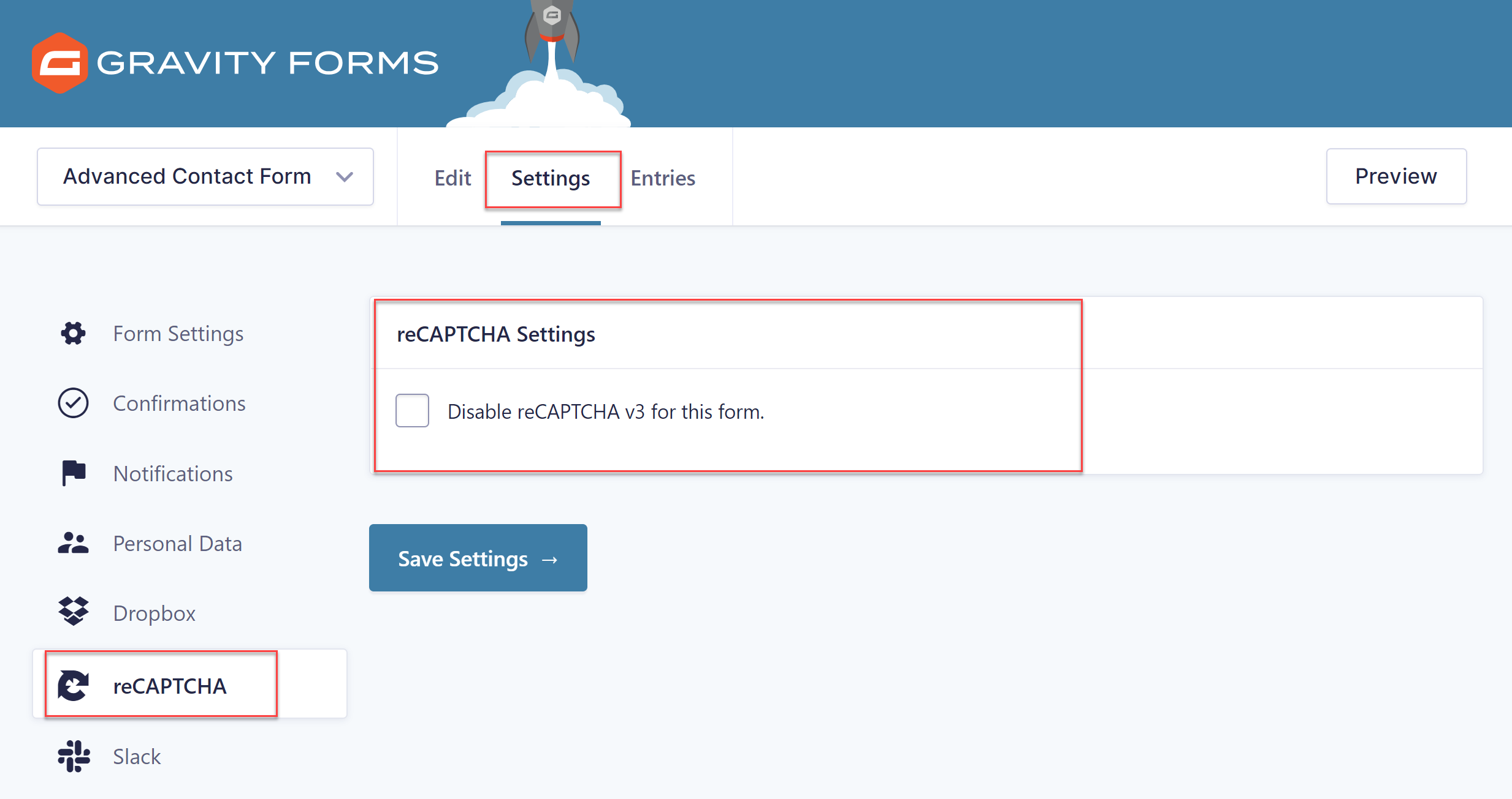 Form Settings