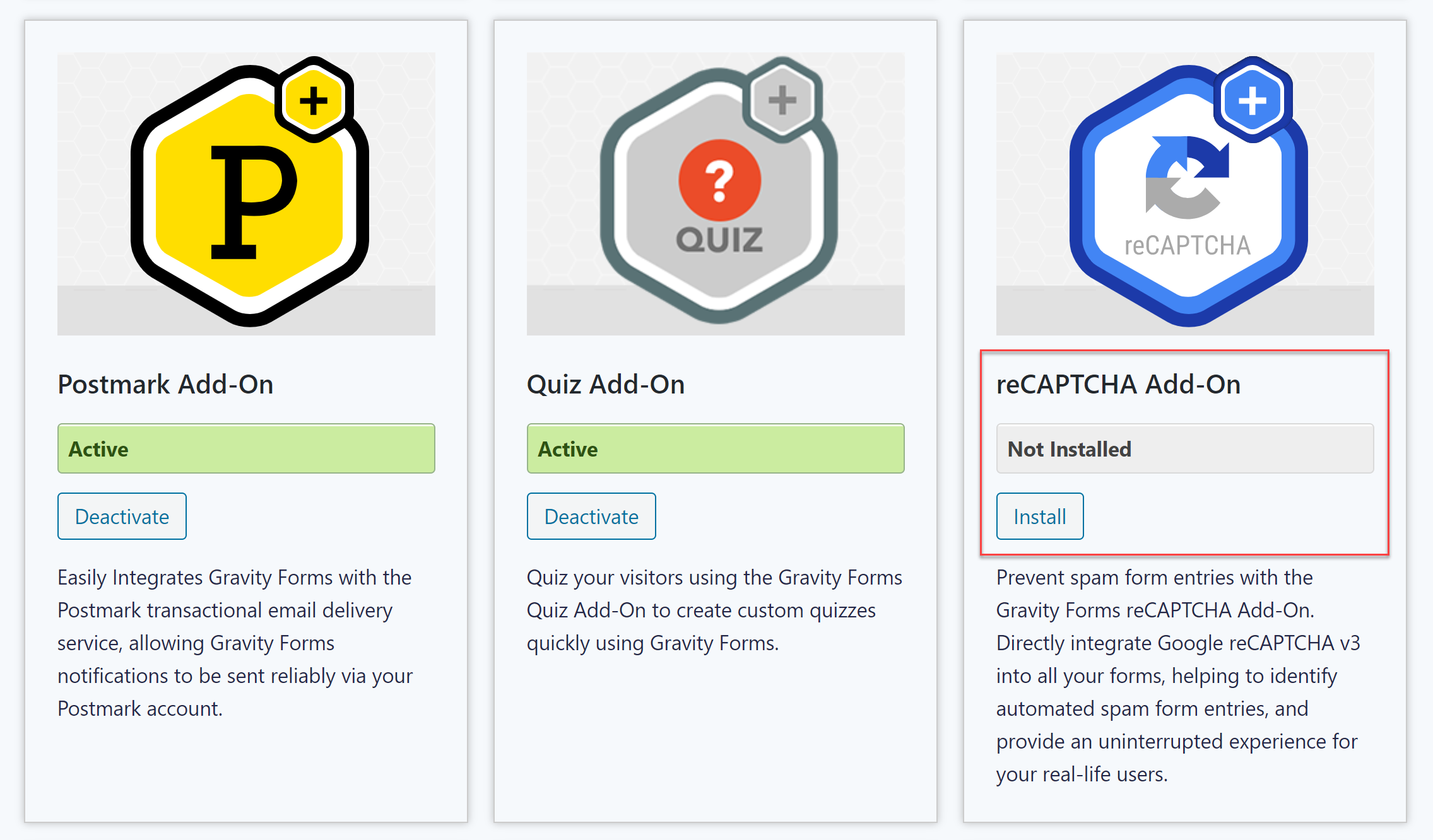 Install reCAPTCHA Add-On