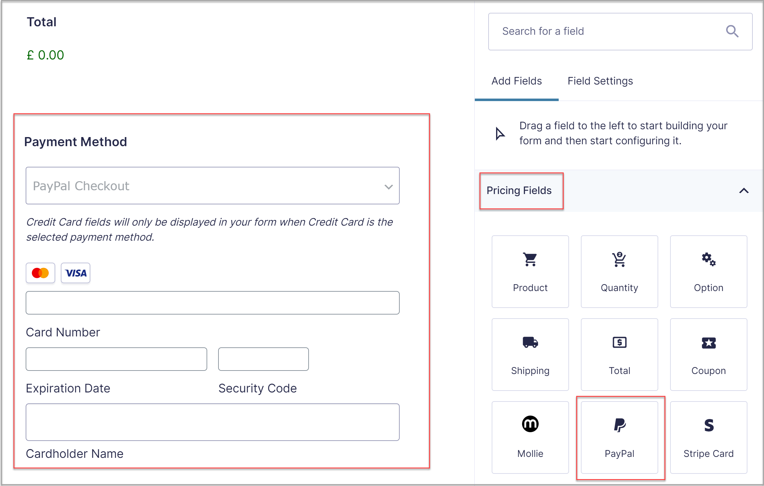 PayPal Checkout Field