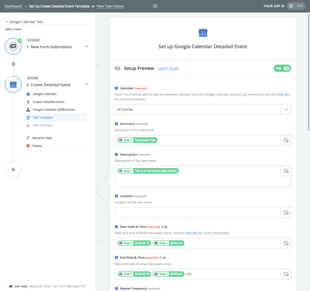Google Calendar Template Screenshot