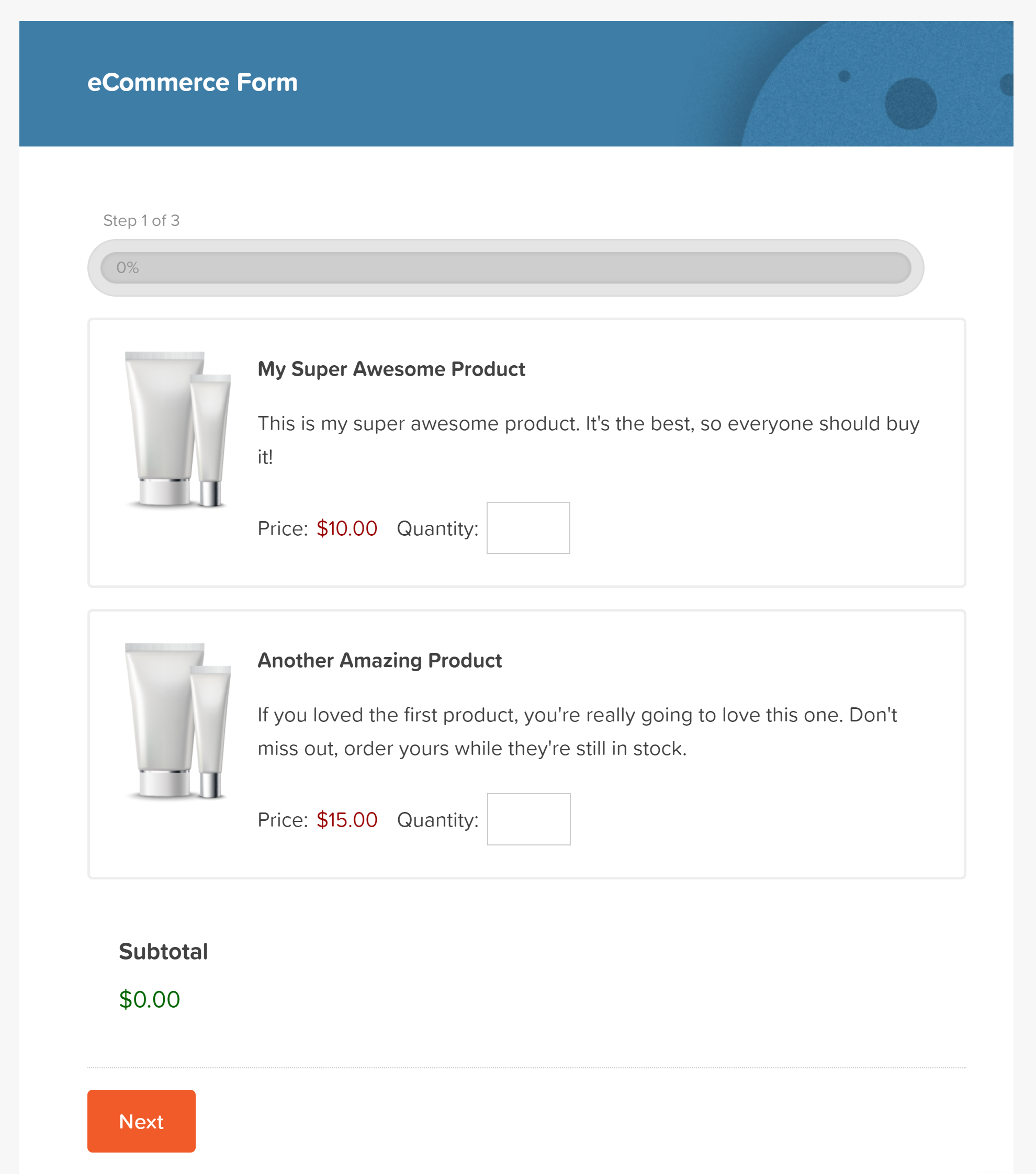 eCommerce Form