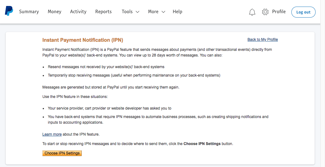 WordPress Payment Forms PayPal IPN Settings