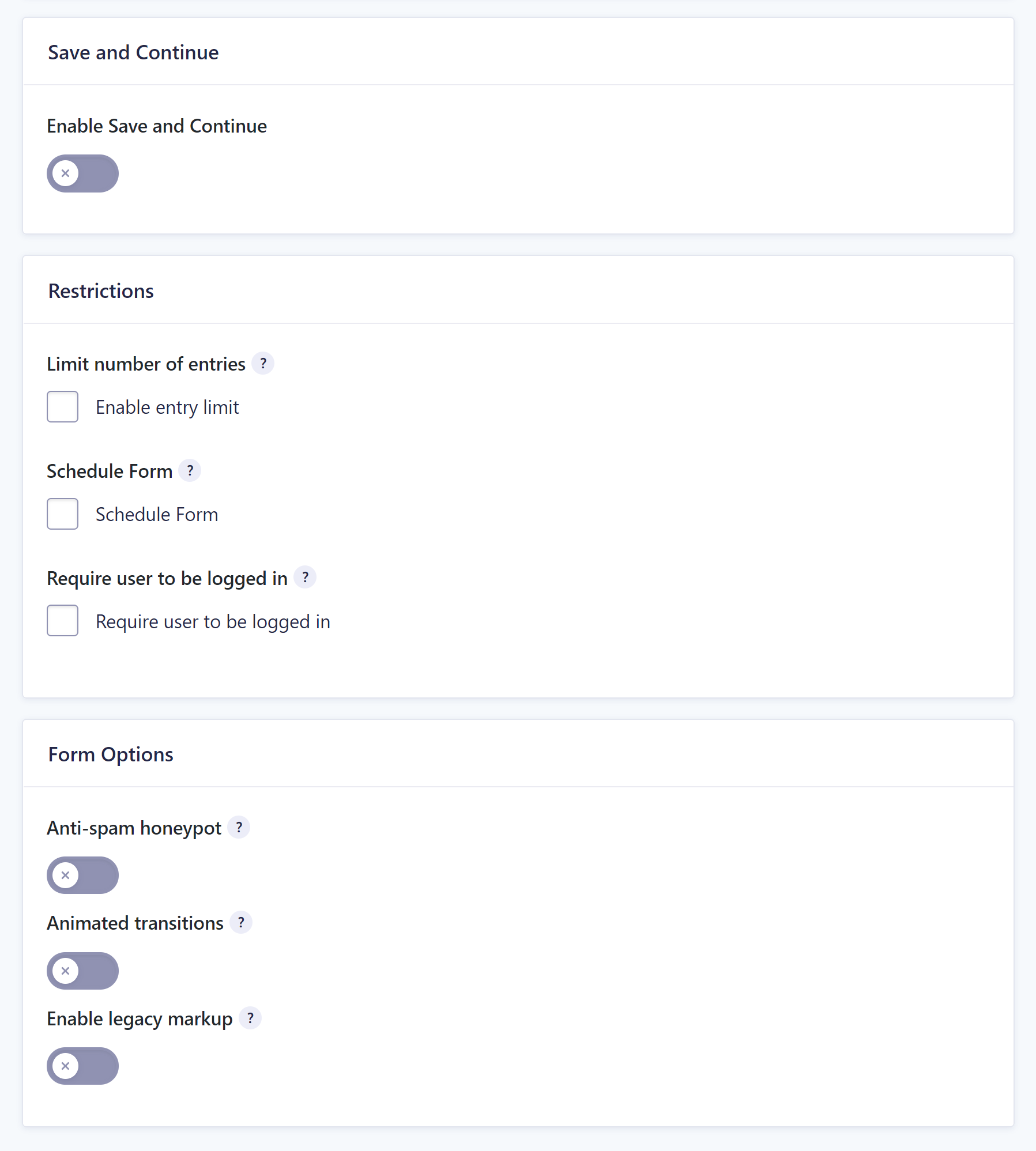 Form Settings