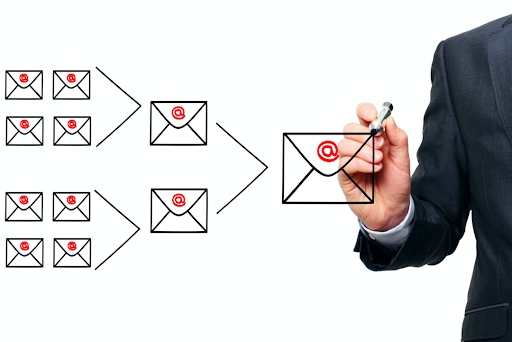 Hand outlining email campaign
