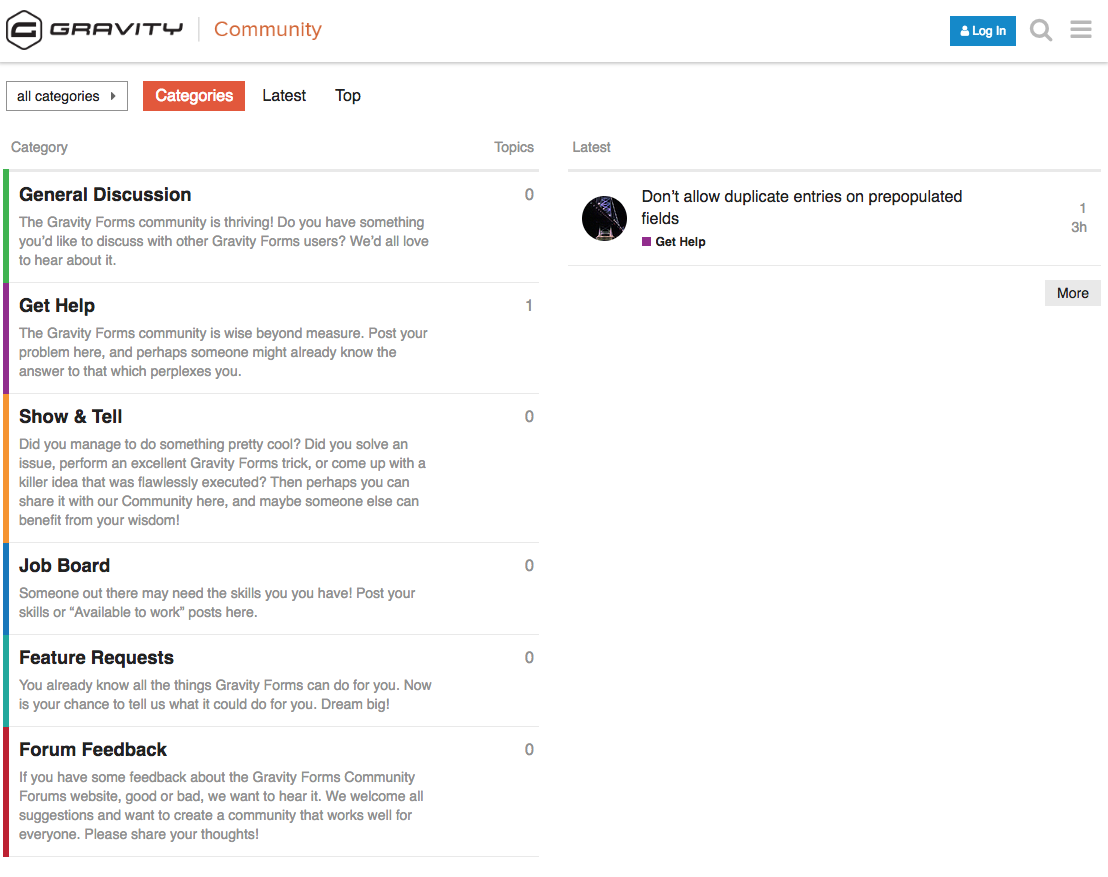 Gravity Forms Community Forums Screenshot